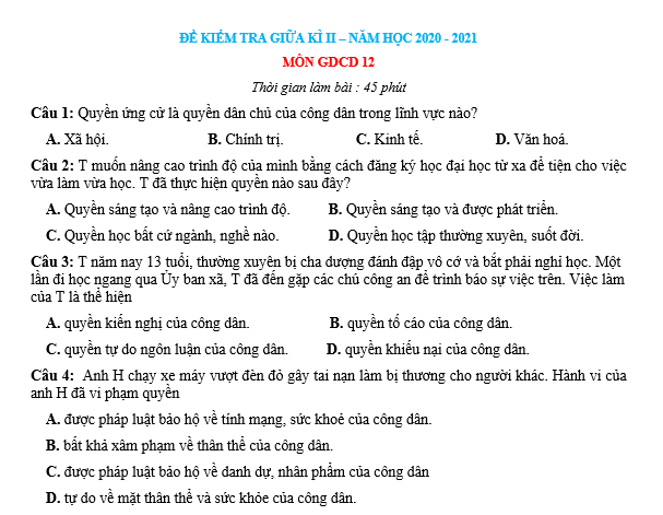 bo de thi, tổ hợp khxh, giải gdcd 12, giao duc cong dan 12, giao duc cong dan lop 12, thi THPT Quốc Gia,