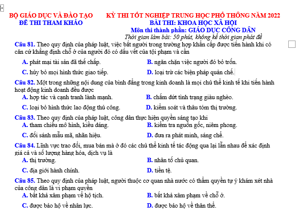 bo de thi, tổ hợp khxh, giải gdcd 12, giao duc cong dan 12, giao duc cong dan lop 12, thi THPT Quốc Gia,