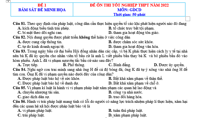 bo de thi, tổ hợp khxh, giải gdcd 12, giao duc cong dan 12, giao duc cong dan lop 12, thi THPT Quốc Gia,