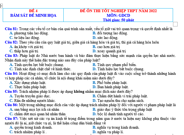 bo de thi, tổ hợp khxh, giải gdcd 12, giao duc cong dan 12, giao duc cong dan lop 12, thi THPT Quốc Gia,