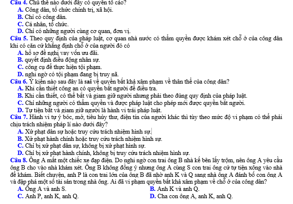 bo de thi, tổ hợp khxh, giải gdcd 12, giao duc cong dan 12, giao duc cong dan lop 12, thi THPT Quốc Gia,