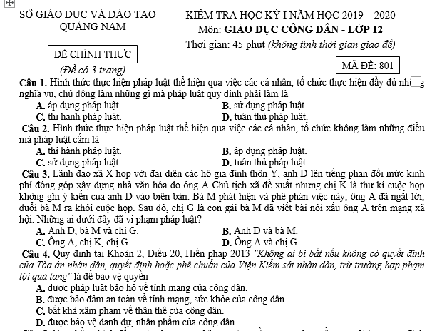 bo de thi, tổ hợp khxh, giải gdcd 12, giao duc cong dan 12, giao duc cong dan lop 12, thi THPT Quốc Gia,