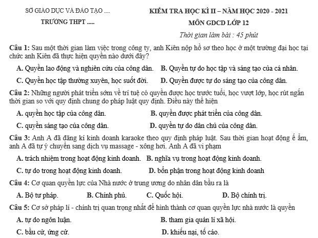 bo de thi, tổ hợp khxh, giải gdcd 12, giao duc cong dan 12, giao duc cong dan lop 12, thi THPT Quốc Gia,