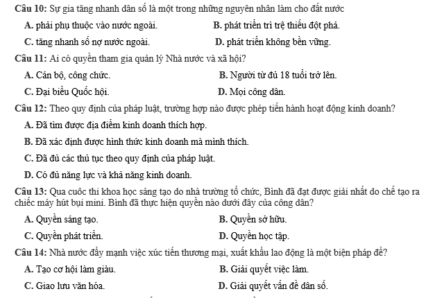 bo de thi, tổ hợp khxh, giải gdcd 12, giao duc cong dan 12, giao duc cong dan lop 12, thi THPT Quốc Gia,