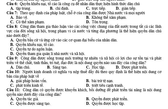 bo de thi, tổ hợp khxh, giải gdcd 12, giao duc cong dan 12, giao duc cong dan lop 12, thi THPT Quốc Gia,