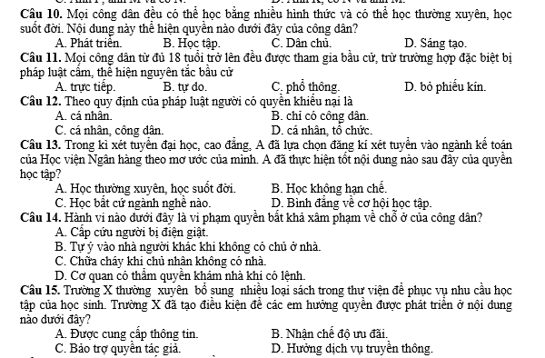 bo de thi, tổ hợp khxh, giải gdcd 12, giao duc cong dan 12, giao duc cong dan lop 12, thi THPT Quốc Gia,