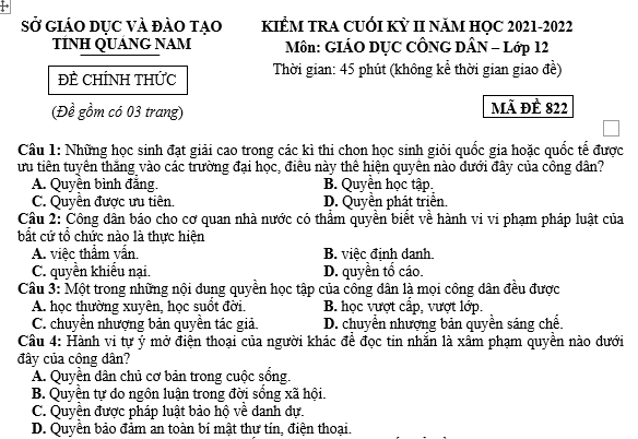 bo de thi, tổ hợp khxh, giải gdcd 12, giao duc cong dan 12, giao duc cong dan lop 12, thi THPT Quốc Gia,