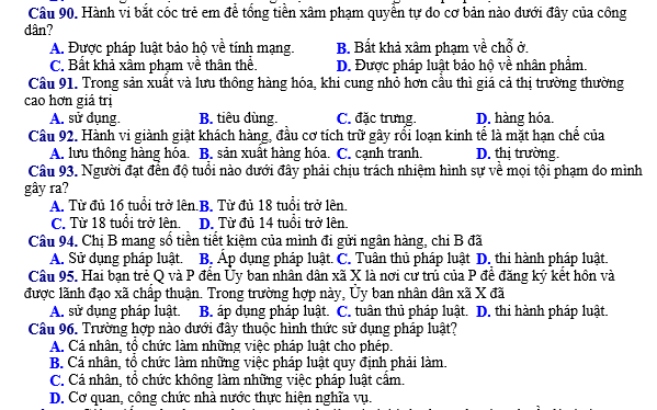 bo de thi, tổ hợp khxh, giải gdcd 12, giao duc cong dan 12, giao duc cong dan lop 12, thi THPT Quốc Gia,