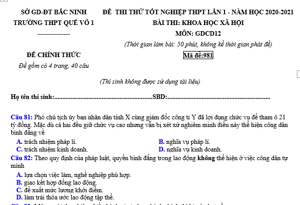 bo de thi, tổ hợp khxh, giải gdcd 12, giao duc cong dan 12, giao duc cong dan lop 12, thi THPT Quốc Gia,