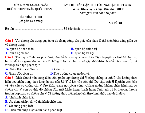 bo de thi, tổ hợp khxh, giải gdcd 12, giao duc cong dan 12, giao duc cong dan lop 12, thi THPT Quốc Gia,