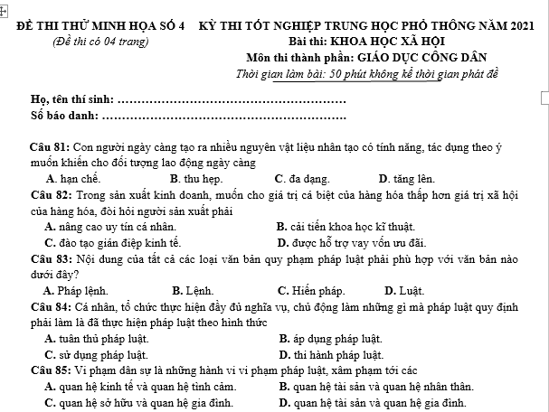 bo de thi, tổ hợp khxh, giải gdcd 12, giao duc cong dan 12, giao duc cong dan lop 12, thi THPT Quốc Gia,