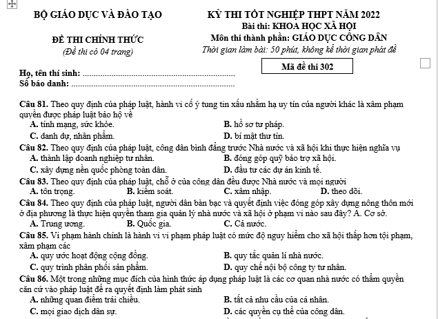 bo de thi, tổ hợp khxh, giải gdcd 12, giao duc cong dan 12, giao duc cong dan lop 12, thi THPT Quốc Gia,