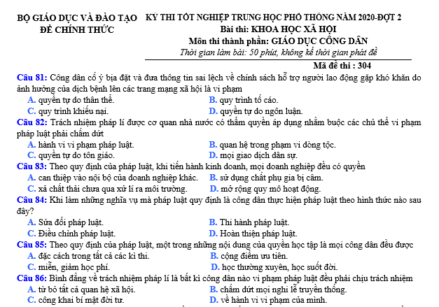 bo de thi, tổ hợp khxh, giải gdcd 12, giao duc cong dan 12, giao duc cong dan lop 12, thi THPT Quốc Gia,