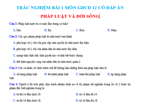 bo de thi, tổ hợp khxh, giải gdcd 12, giao duc cong dan 12, giao duc cong dan lop 12, thi THPT Quốc Gia,