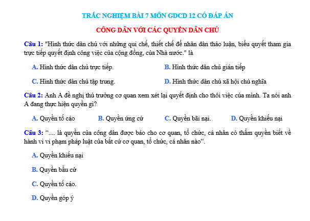 bo de thi, tổ hợp khxh, giải gdcd 12, giao duc cong dan 12, giao duc cong dan lop 12, thi THPT Quốc Gia,