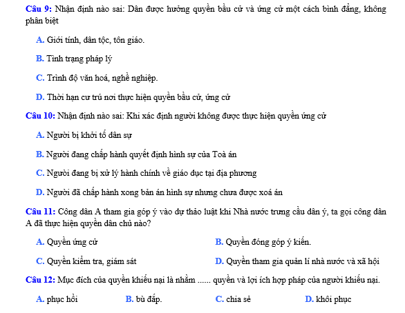 bo de thi, tổ hợp khxh, giải gdcd 12, giao duc cong dan 12, giao duc cong dan lop 12, thi THPT Quốc Gia,