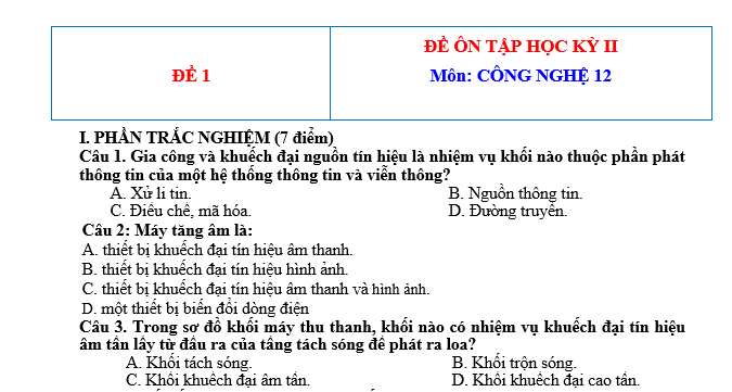 soạn công nghệ 12, công nghệ 12 lý thuyết, công nghệ 12 trắc nghiệm, thithptqg,