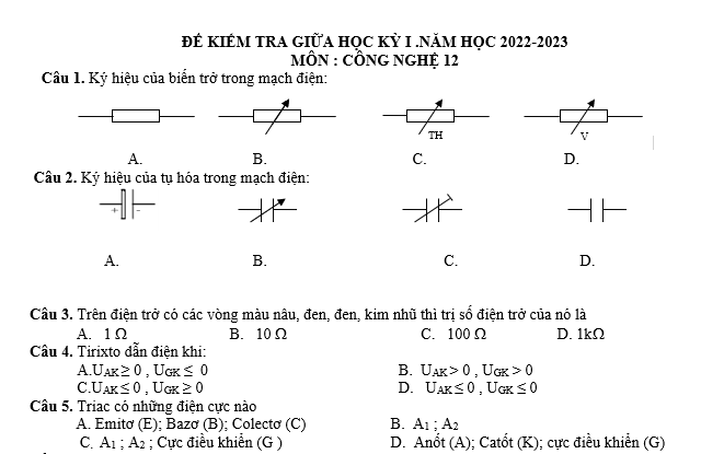 soạn công nghệ 12, công nghệ 12 lý thuyết, công nghệ 12 trắc nghiệm, thithptqg,