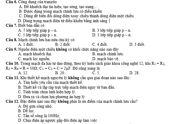 soạn công nghệ 12, công nghệ 12 lý thuyết, công nghệ 12 trắc nghiệm, thithptqg,