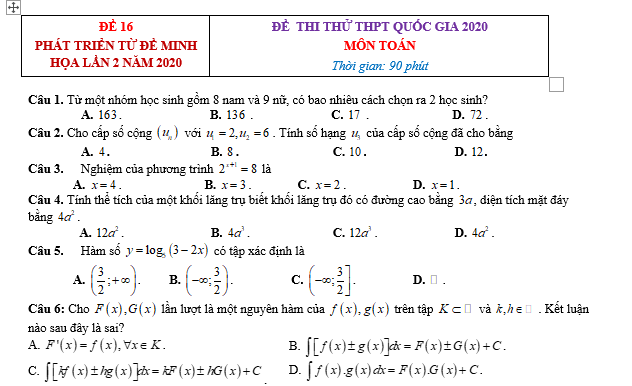 #baitaptoanlop12, #baitoanlop12, #logaritlop12, #giaitoan12, #dethihk1montoanlop12, #dethithutoan12, #côngthứchìnhhoc12, #hinhhoclop12, #thithptqg,