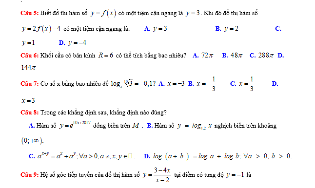 #baitaptoanlop12, #baitoanlop12, #logaritlop12, #giaitoan12, #dethihk1montoanlop12, #dethithutoan12, #côngthứchìnhhoc12, #hinhhoclop12, #thithptqg,