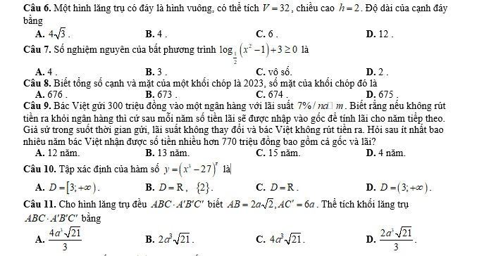 #baitaptoanlop12, #baitoanlop12, #logaritlop12, #giaitoan12, #dethihk1montoanlop12, #dethithutoan12, #côngthứchìnhhoc12, #hinhhoclop12, #thithptqg,