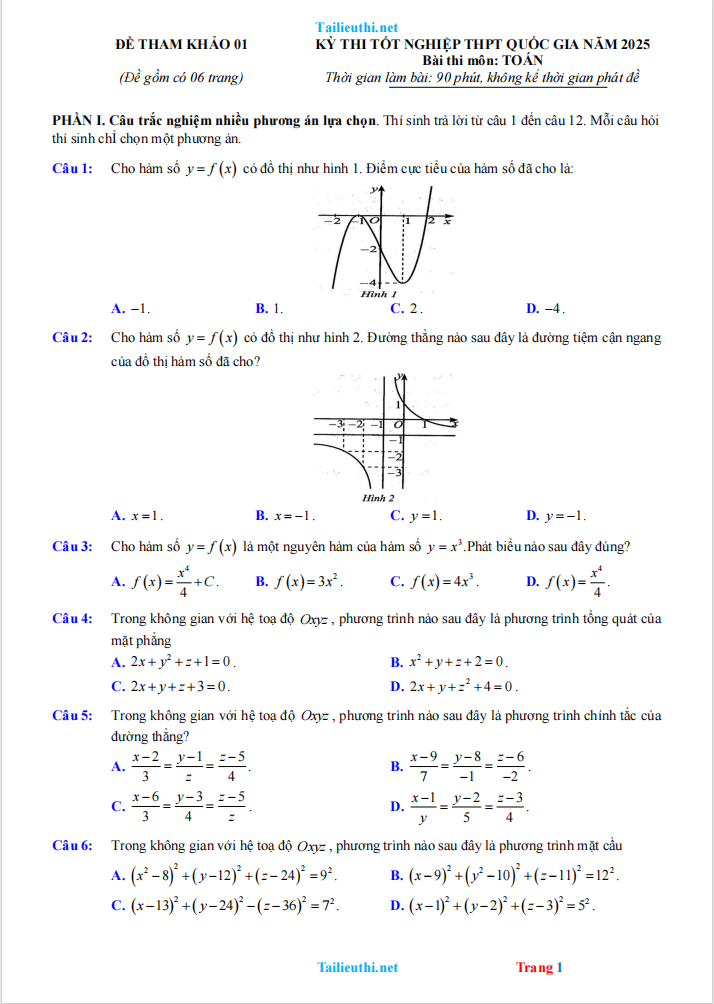 10 Đề Ôn Thi Tốt Nghiệp THPT 2025 Môn Toán Có Lời Giải Chi Tiết