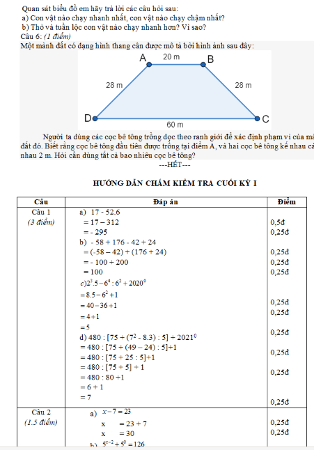 20 Đề Thi Học Kỳ 1 Toán 6
