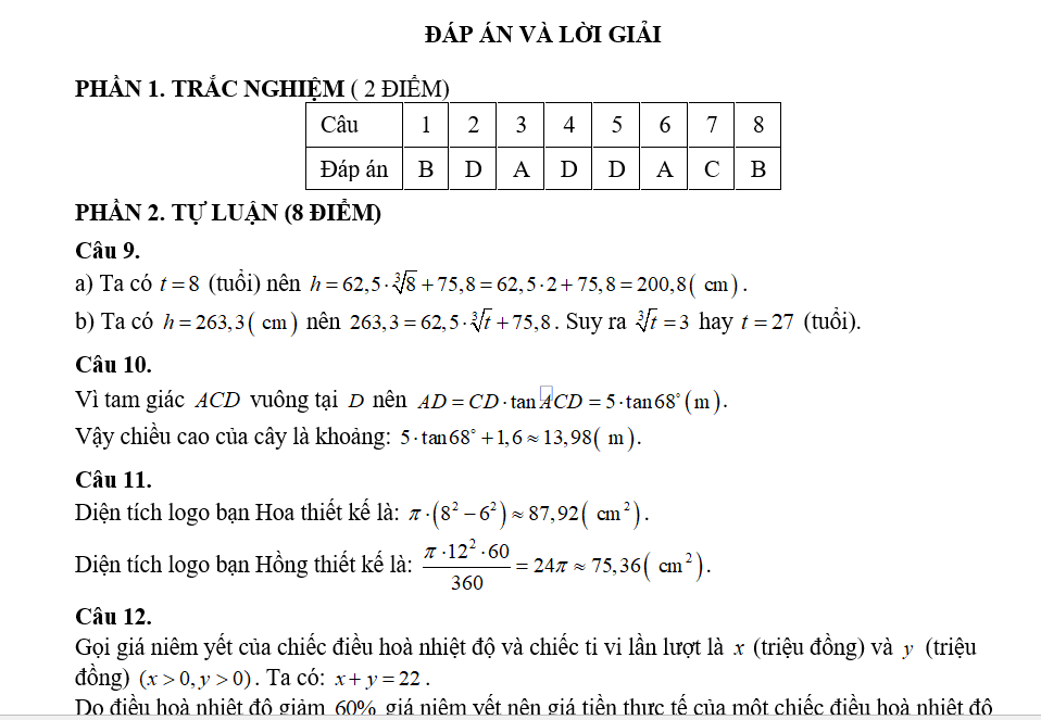 giải bt sgk toán 9