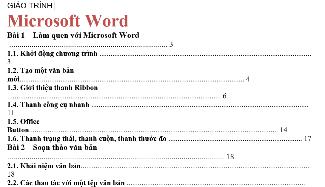 Giáo Trình Microsoft Word 