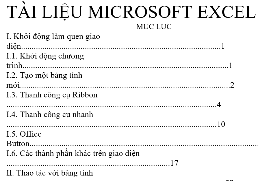 TÀI LIỆU MICROSOFT EXCEL 