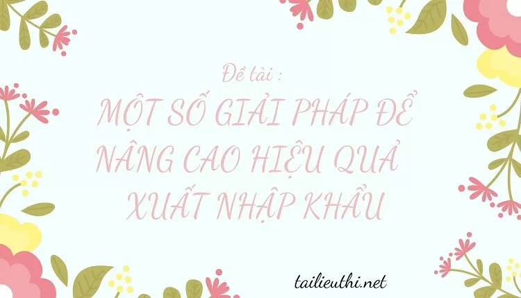 MỘT SỐ GIẢI PHÁP ĐỂ NÂNG CAO HIỆU QUẢ   XUẤT NHẬP KHẨU