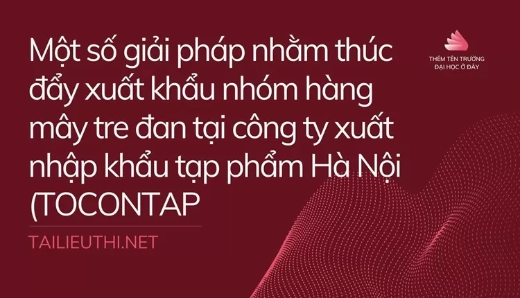 Thúc đẩy xuất khẩu nhóm hàng mây tre đan tại công ty xuất nhập khẩu tạp phẩm Hà Nội (TOCONTAP)