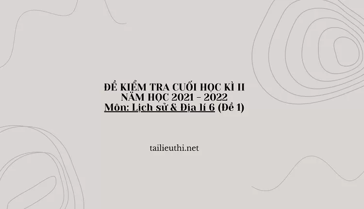 ĐỀ KIỂM TRA CUỐI HỌC KÌ II NĂM HỌC 2021 - 2022 môn lịch sử (Thời gian làm bài: 90 phút)