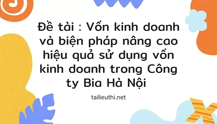 hiệu quả sử dụng vốn kinh doanh trong Công ty Bia Hà Nội ....