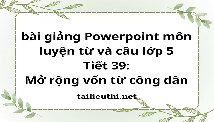 Tiết 39:Mở rộng vốn từ công dân