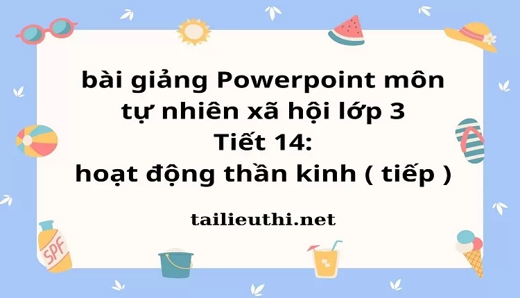 Tiết 14: hoạt động thần kinh ( tiếp )