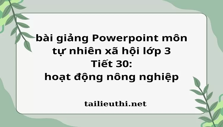 Tiết 30: hoạt động nông nghiệp