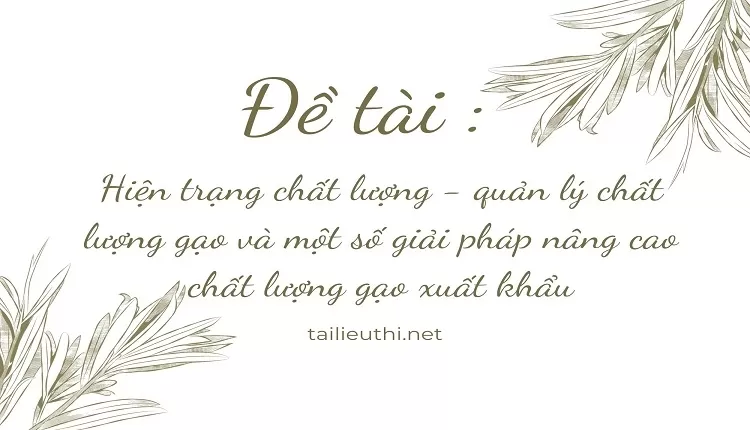 quản lý chất lượng gạo và một số giải pháp nâng cao chất lượng gạo xuất khẩu...