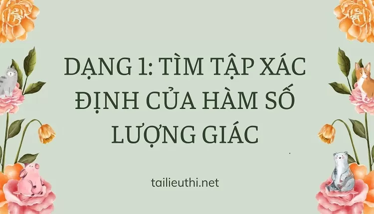 DẠNG 1: TÌM TẬP XÁC ĐỊNH CỦA HÀM SỐ LƯỢNG GIÁC(đa dạng bài tập)