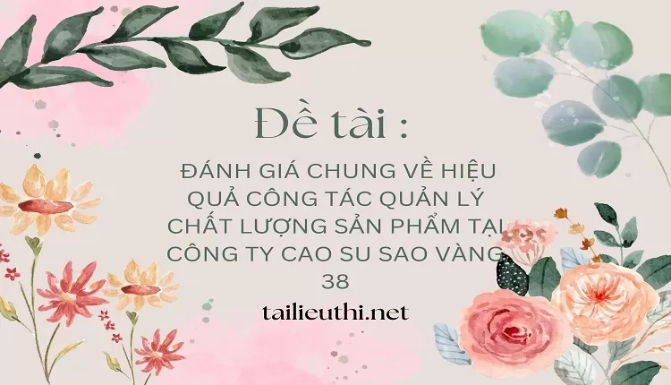 QUẢN LÝ CHẤT LƯỢNG SẢN PHẨM TẠI CÔNG TY CAO SU SAO VÀNG  38