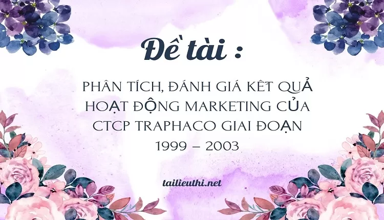 Phân tích, đánh giá kết quả hoạt động Marketing của CTCP Traphaco giai đoạn 1999 – 2003..