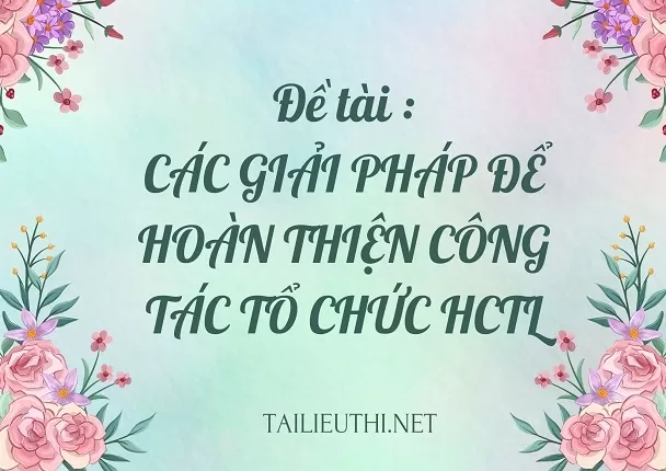 CÁC GIẢI PHÁP ĐỂ HOÀN THIỆN CÔNG TÁC TỔ CHỨC HCTL,...