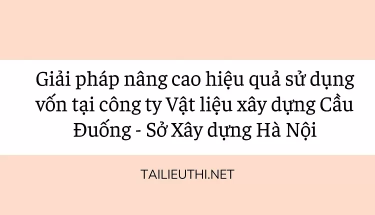 Giải pháp nâng cao hiệu quả sử dụng vốn tại công ty Vật liệu xây dựng Cầu Đuống - Sở Xây dựng Hà Nội