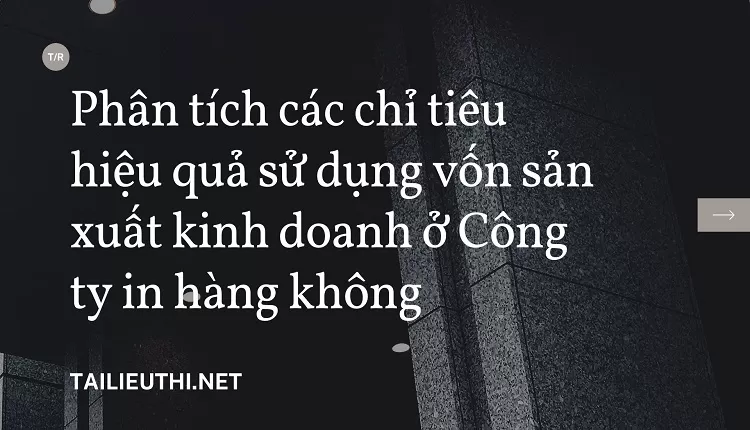 Phân tích các chỉ tiêu hiệu quả sử dụng vốn sản xuất kinh doanh ở Công ty in hàng không