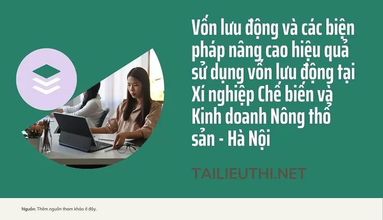 Vốn lưu động và nâng cao hiệu quả sử dụng vốn lưu động tại Xí nghiệp CB& KD Nông thổ sản - Hà Nội