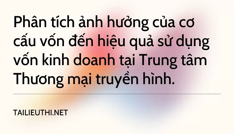 Ảnh hưởng của cơ cấu vốn đến hiệu quả sử dụng vốn kinh doanh tại Trung tâm Thương mại truyền hình