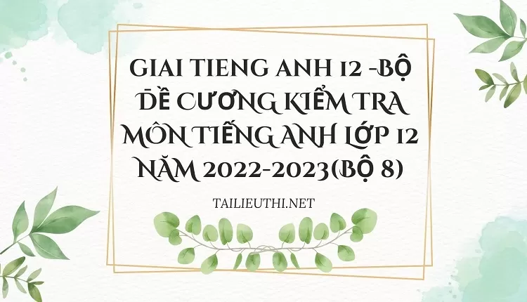 BỘ ĐỀ CƯƠNG KIỂM TRA MÔN TIẾNG ANH LỚP 12 NĂM 2022-2023(BỘ 8)