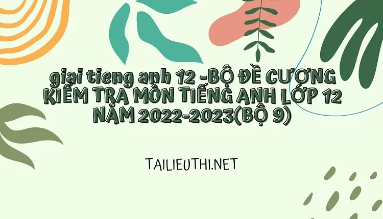 BỘ ĐỀ CƯƠNG KIỂM TRA MÔN TIẾNG ANH LỚP 12 NĂM 2022-2023(BỘ 9)