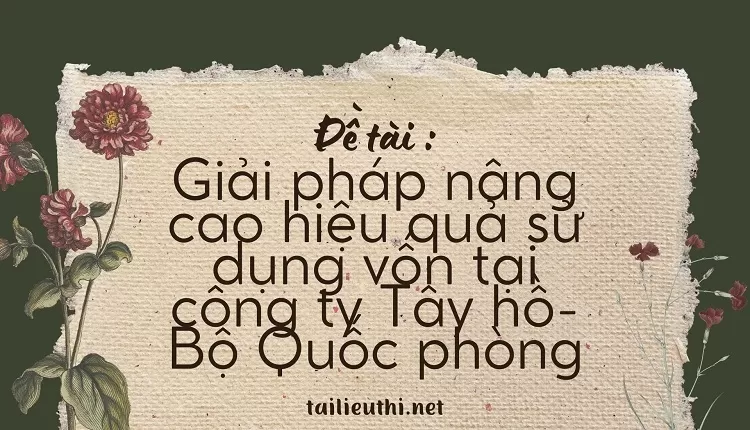 Giải pháp nâng cao  hiệu quả sử dụng vốn tại công ty Tây hồ-Bộ Quốc phòng...